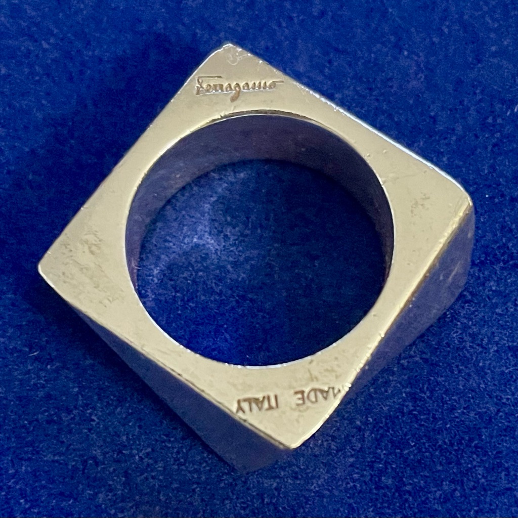 Ferragamo Square Silver Ring Size7 399$